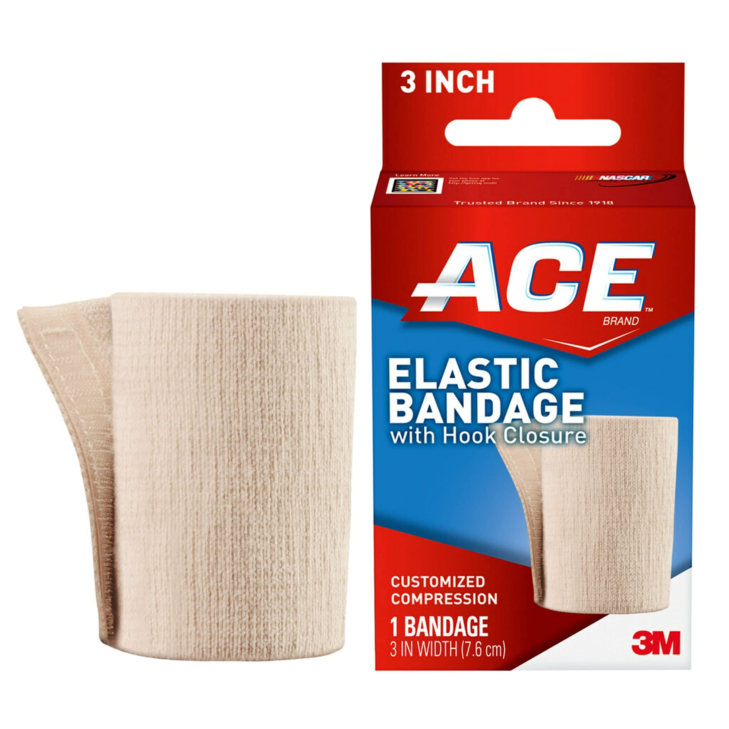 ACE Elastic Bandage Dressing 3 in With Hook - First Aid