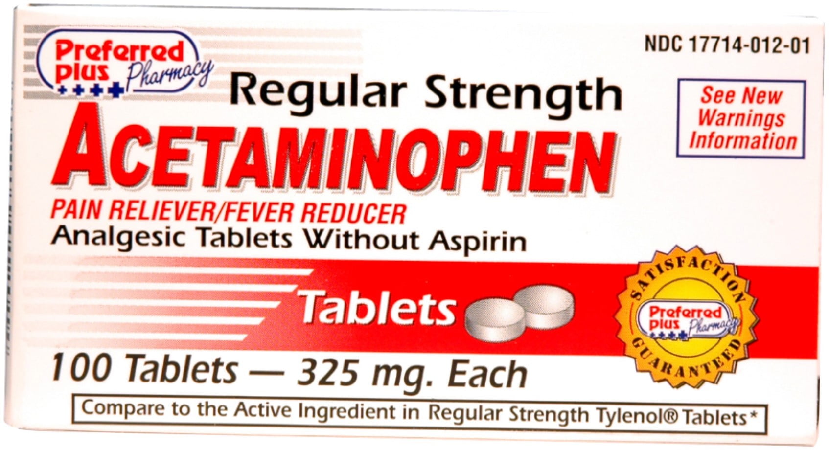 Acetaminophen Tablets 325 mg Regular Strength (100 Count) - Pain & Fever Relief