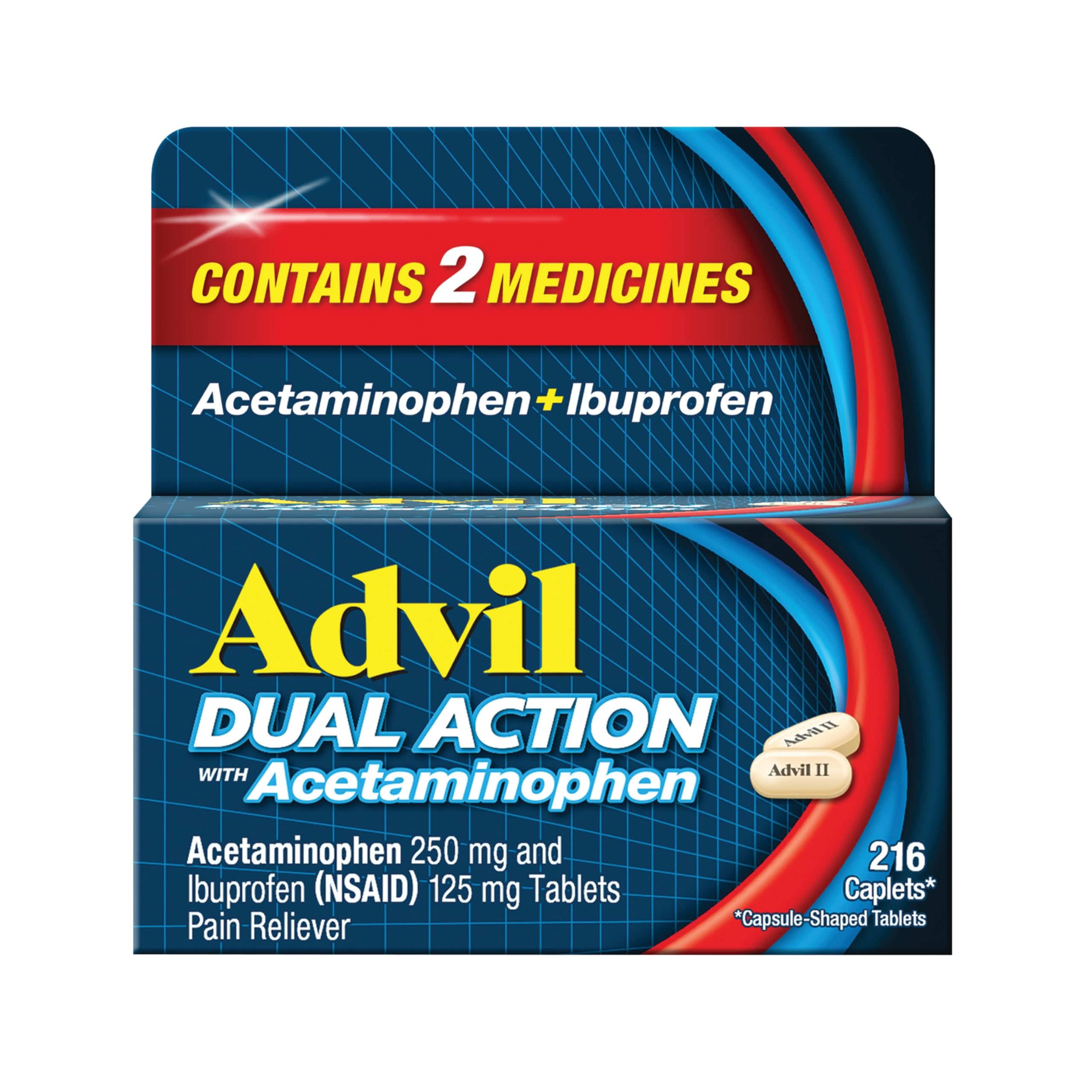 Advil Dual Action Tablets 250-125 mg (18 Count) - Pain & Fever Relief