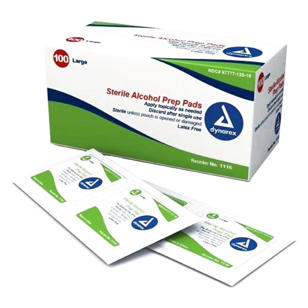 Alcohol Prep Pads 70% 100 Sterile - First Aid