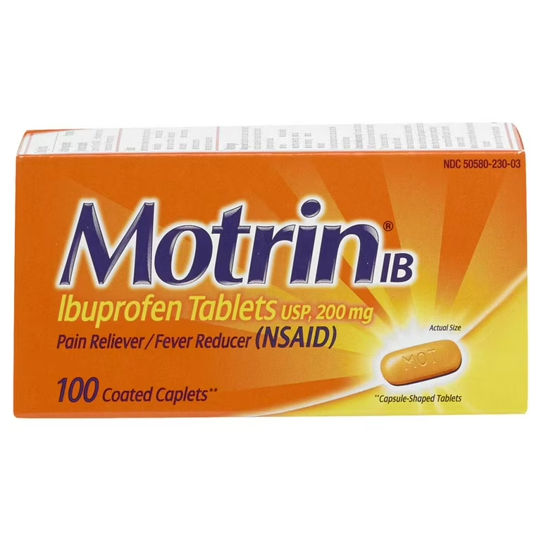 Motrin IB Tablets 200 mg Caplets (100 Count) - Pain & Fever Relief