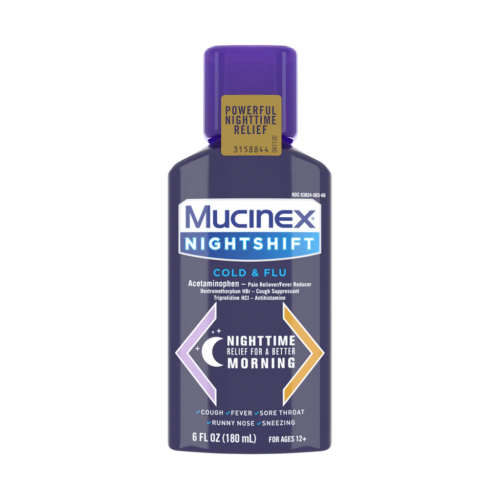 Mucinex Nightshift Liquid C/F (180 ml) - Cold, Flu & Sinus