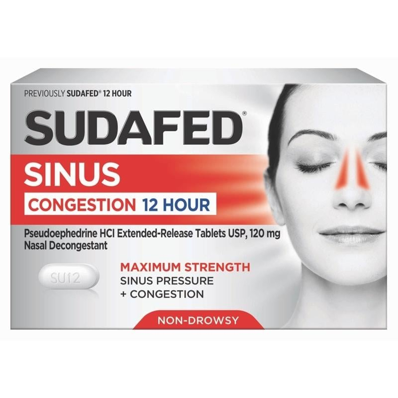 Sudafed Sin/cong 12-Hour Tablets 120 mg (20 Count) - Cold, Flu & Sinus