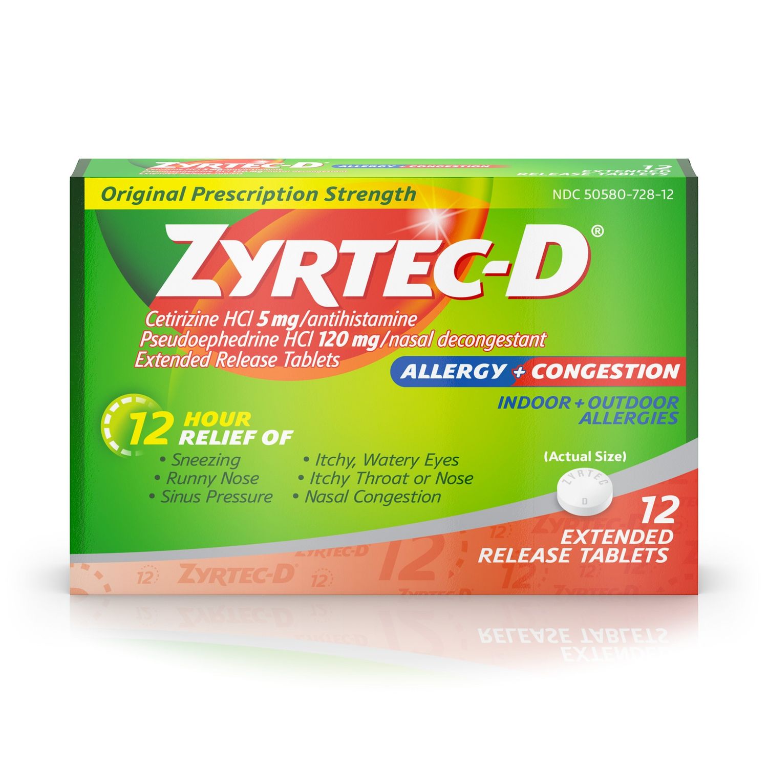 Zyrtec D Tablets 120-5 mg 12 12-Hour Extended Release - Allergy